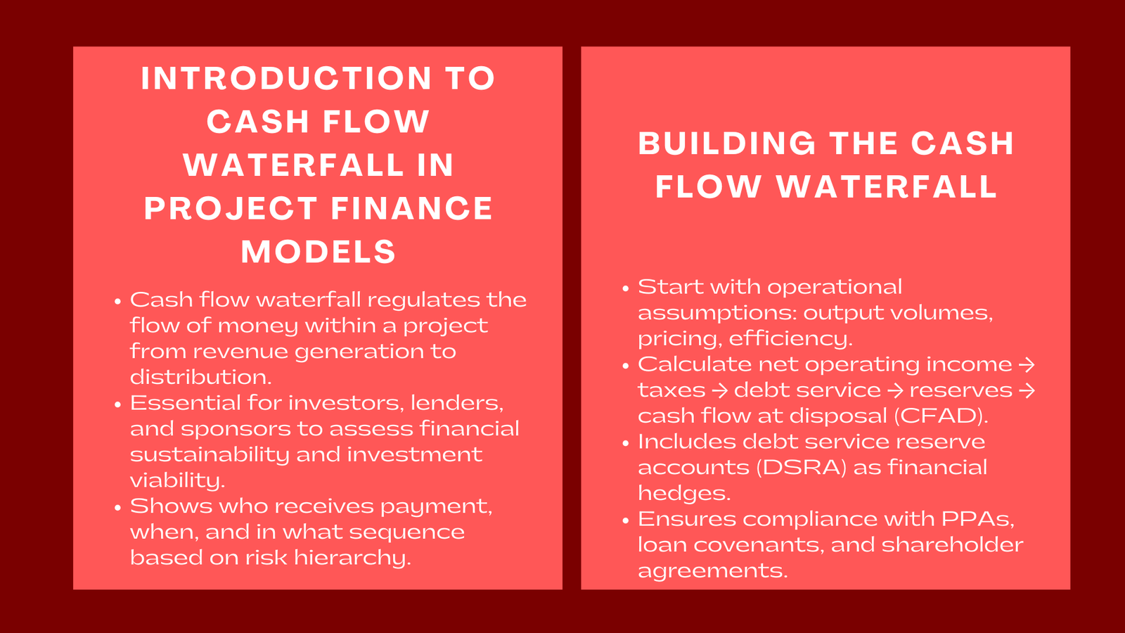 Building and Interpreting the Cash Flow Waterfall in Project Finance Models