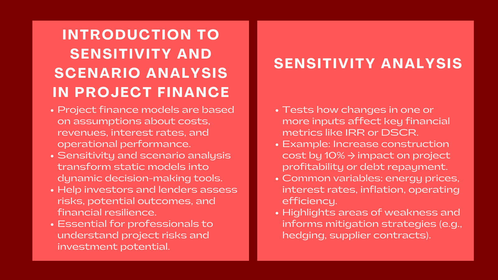 How to Perform Sensitivity and Scenario Analysis in Project Finance Modeling