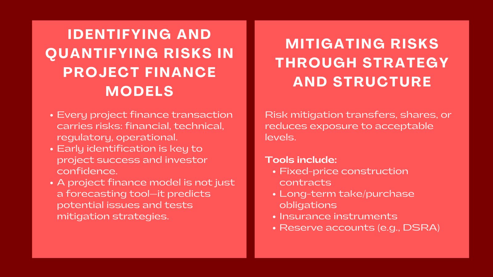 Risk Identification and Mitigation in Project Finance Models