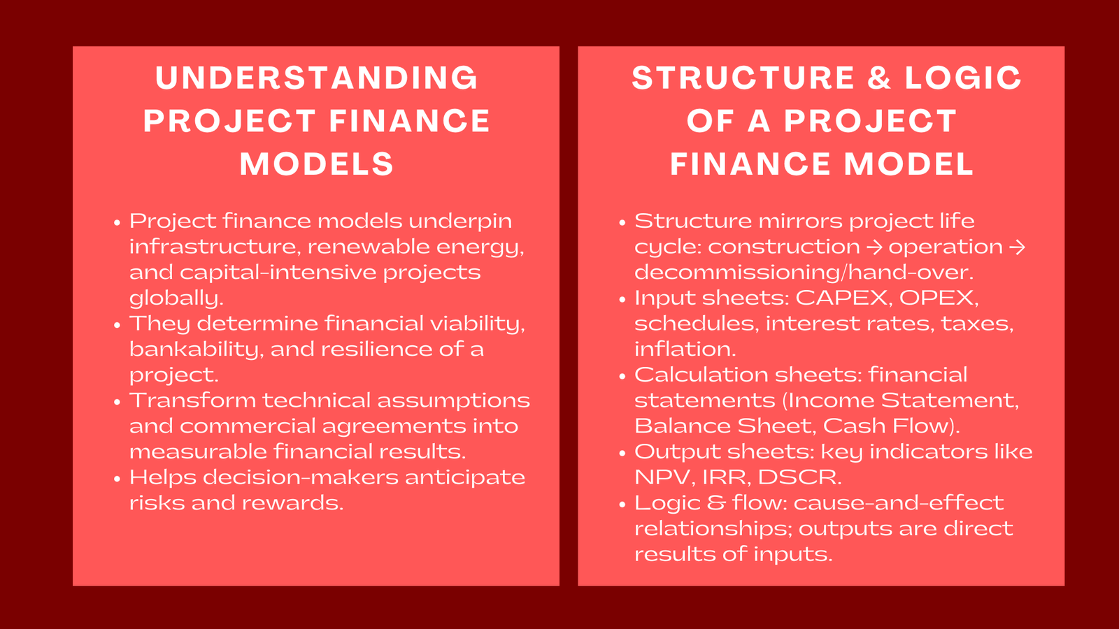 Understanding the Structure and Logic of a Project Finance Model