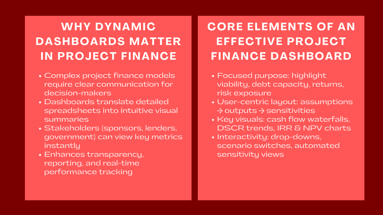 How to Build a Dynamic Dashboard for Project Finance Models