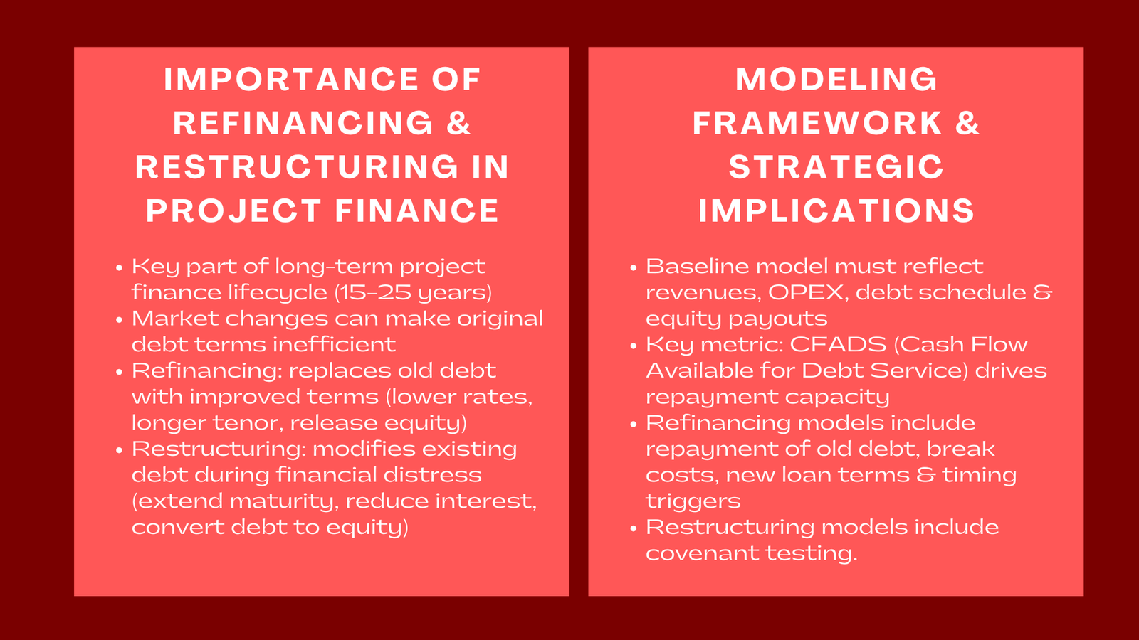 Modeling Refinancing and Debt Restructuring in Project Finance