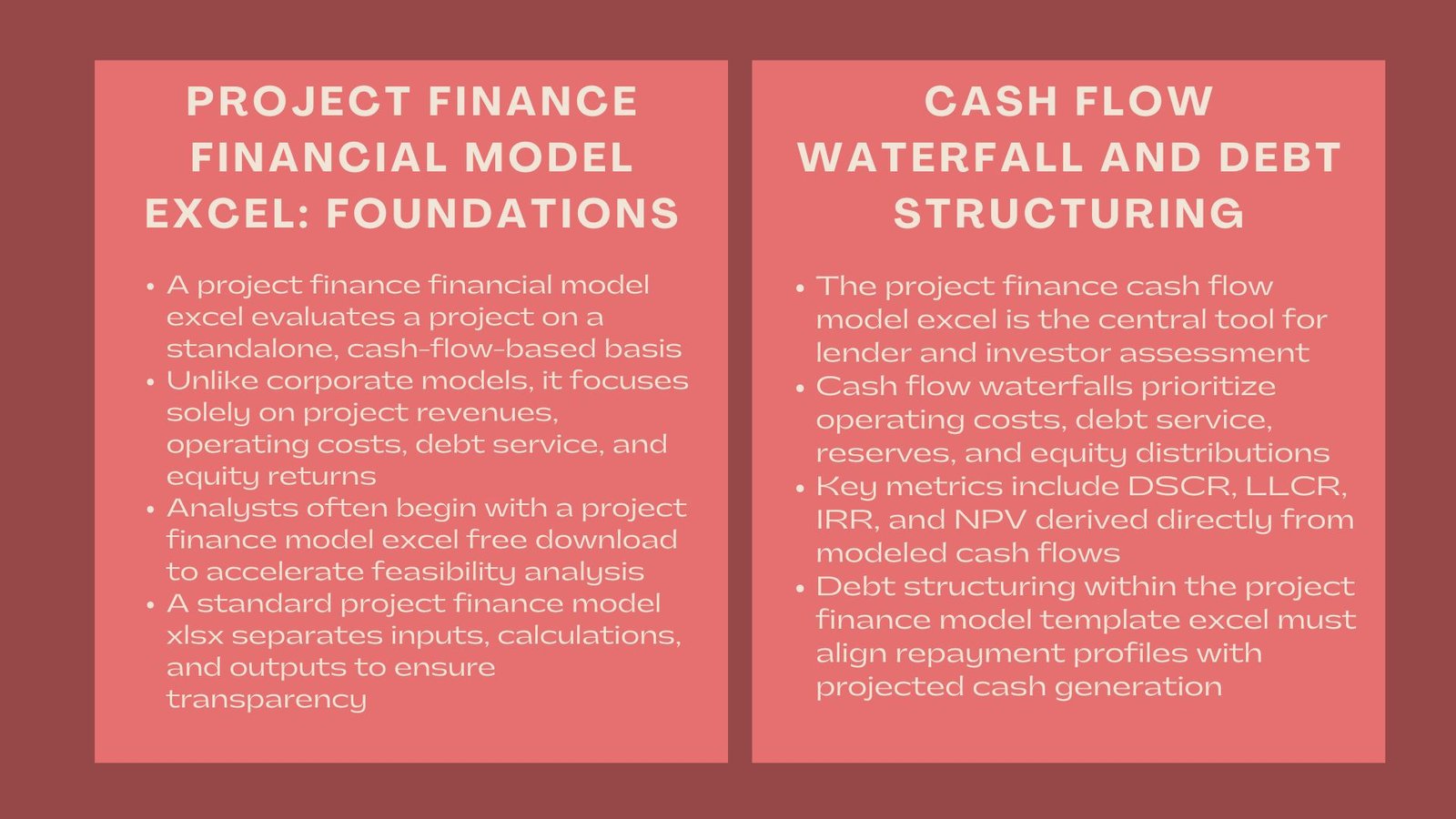 Build Project Finance Excel Templates